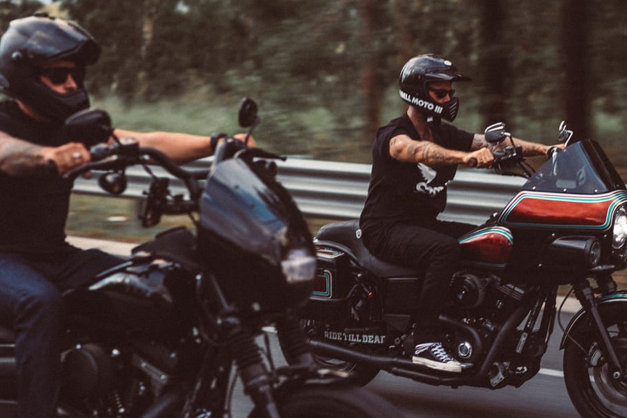 bikers riding in group