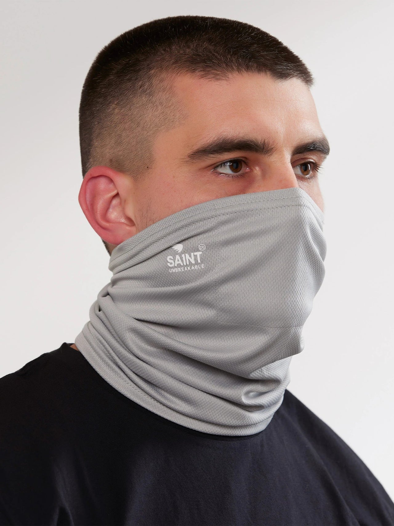 SA1NT Neck Gaiter with Filter - Light Grey - Saint USA