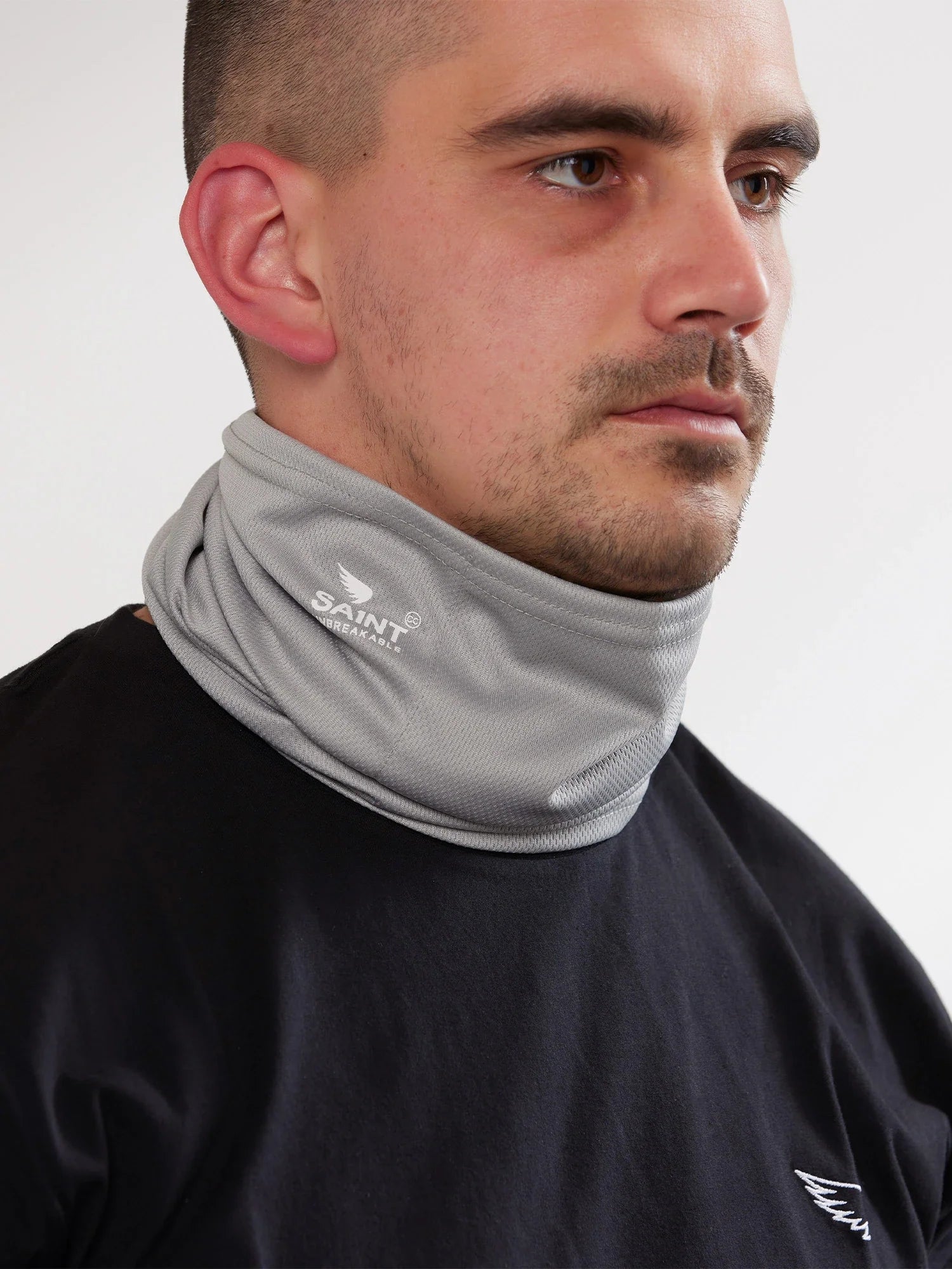 SA1NT Neck Gaiter with Filter - Light Grey - Saint USA