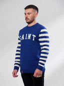 Retro Knit Crew | Blue Stripe - Saint USA